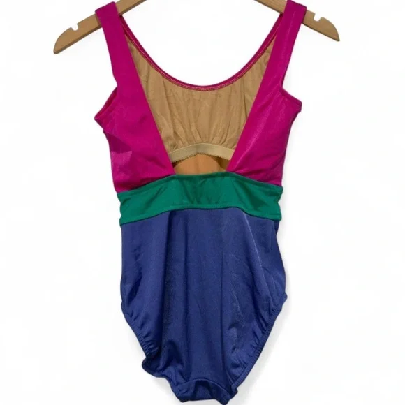 Lands End Vintage 90s Colorblock Swimsuit Small Size 6 - Picture 4 of 12